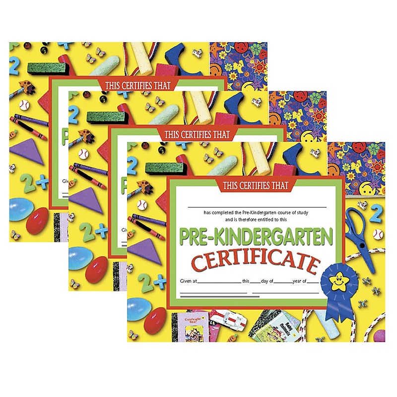Hayes Publishing Pre-Kindergarten Certificate, 8.5" x 11", 30 Per Pack, 3 Packs (H-VA600-3) image 1