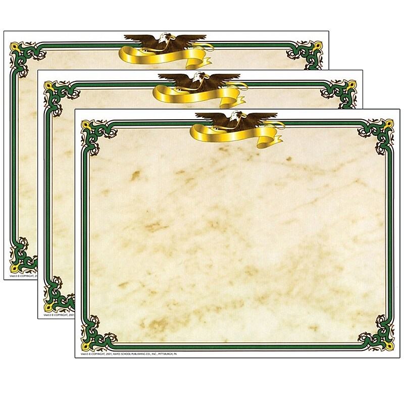 Hayes Publishing Eagle Border Certificate, 8.5" x 11", 50 Per Pack, 3 Packs (H-VA653-3) image 1