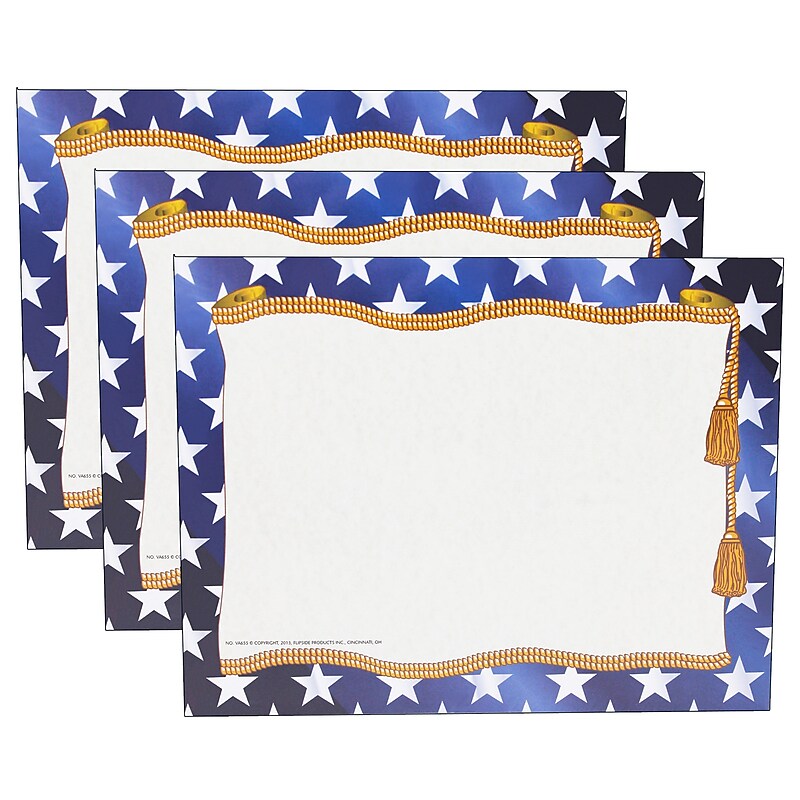 Hayes Publishing Stars Border Certificate, 8.5" x 11", 50 Per Pack, 3 Packs (H-VA655-3) image 1