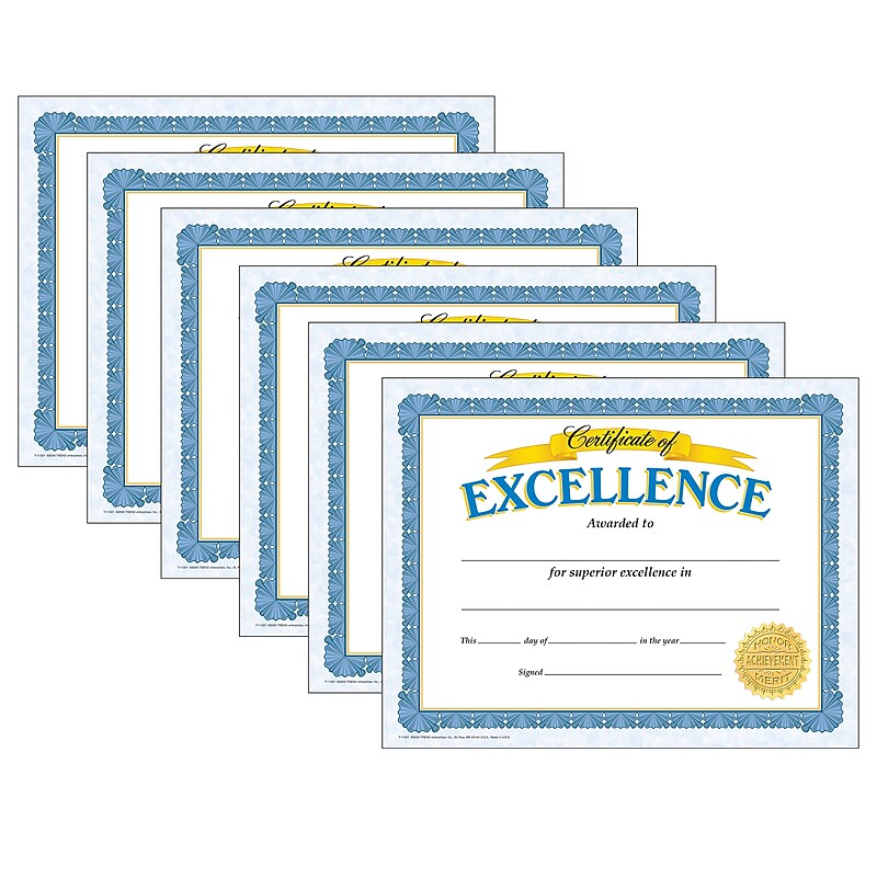 TREND Certificate of Excellence Classic Certificates, 30/Pack, 6/Bundle (T-11301-6) image 1