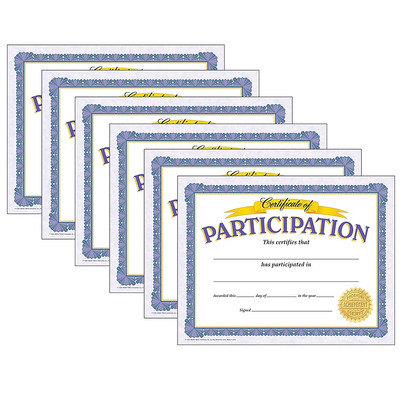 TREND Certificate of Participation Classic Certificates, 30 Per Pack, 6 Packs (T-11303-6) image 1