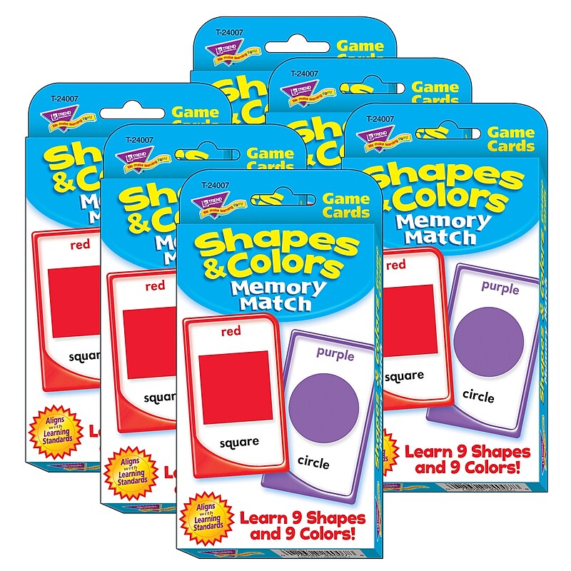 TREND Shapes and Colors Memory Match Challenge Cards, 6 Packs (T-24007-6) image 1