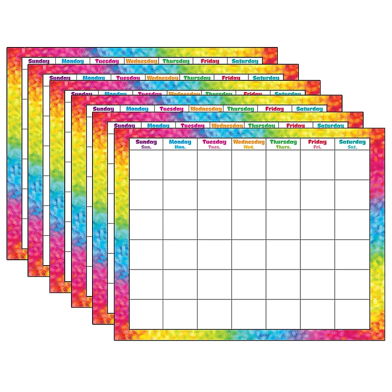 TREND Colorful Brush Strokes Wipe-Off Calendar, Monthly, Pack of 6 (T-27011-6) image 1