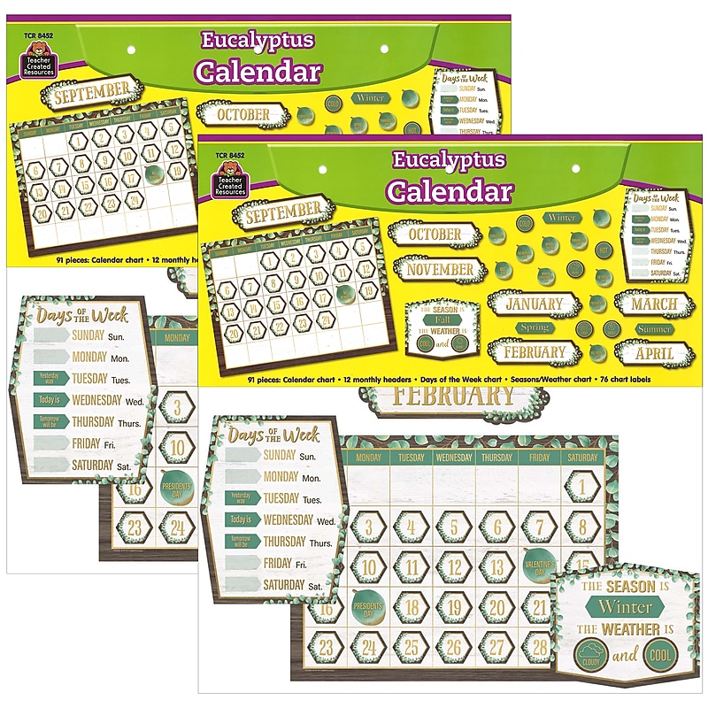 Teacher Created Resources Eucalyptus Calendar Bulletin Board Set, 2 Sets (TCR8452-2) image 1