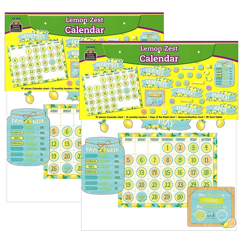 Teacher Created Resources Lemon Zest Calendar Bulletin Board Set, 2 Sets (TCR8479-2) image 1