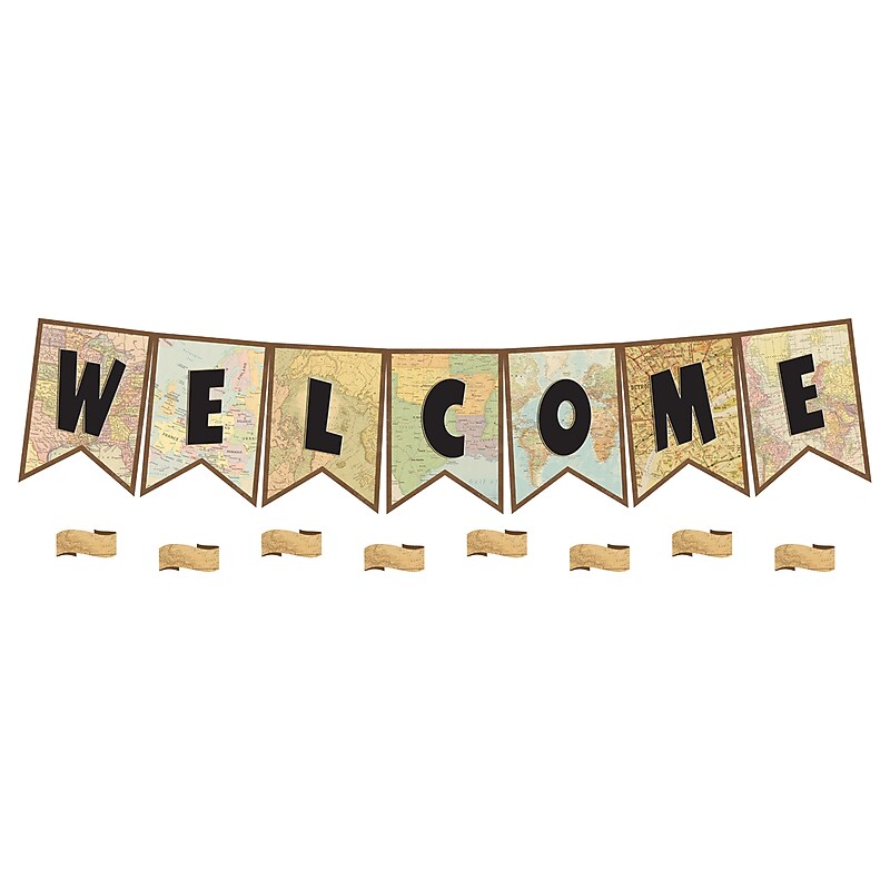 Teacher Created Resources® Travel the Map Pennants Welcome Bulletin Board Set (TCR8568) image 1