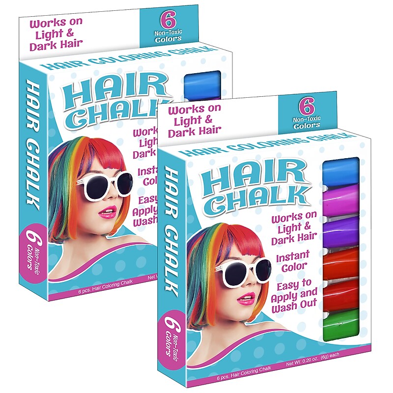 The Pencil Grip Hair Coloring Chalk, 6 Colors Per Pack, 2 Packs (TPG682-2) image 1