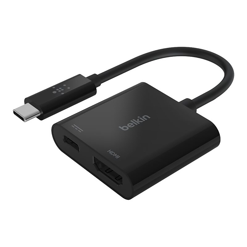 Belkin USB-C to HDMI + Charge Adapter, Male to Female, Black (AVC002btBK) image 1