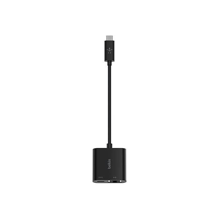 Belkin USB-C to Ethernet/USB-C Adapter, Male to Female, Black