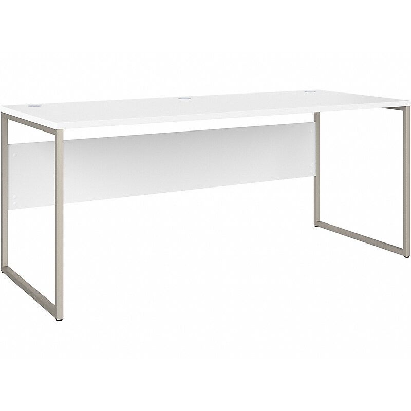 Bush Business Furniture Hybrid 72"W Computer Table Desk with Metal Legs, White (HYD373WH) image 1