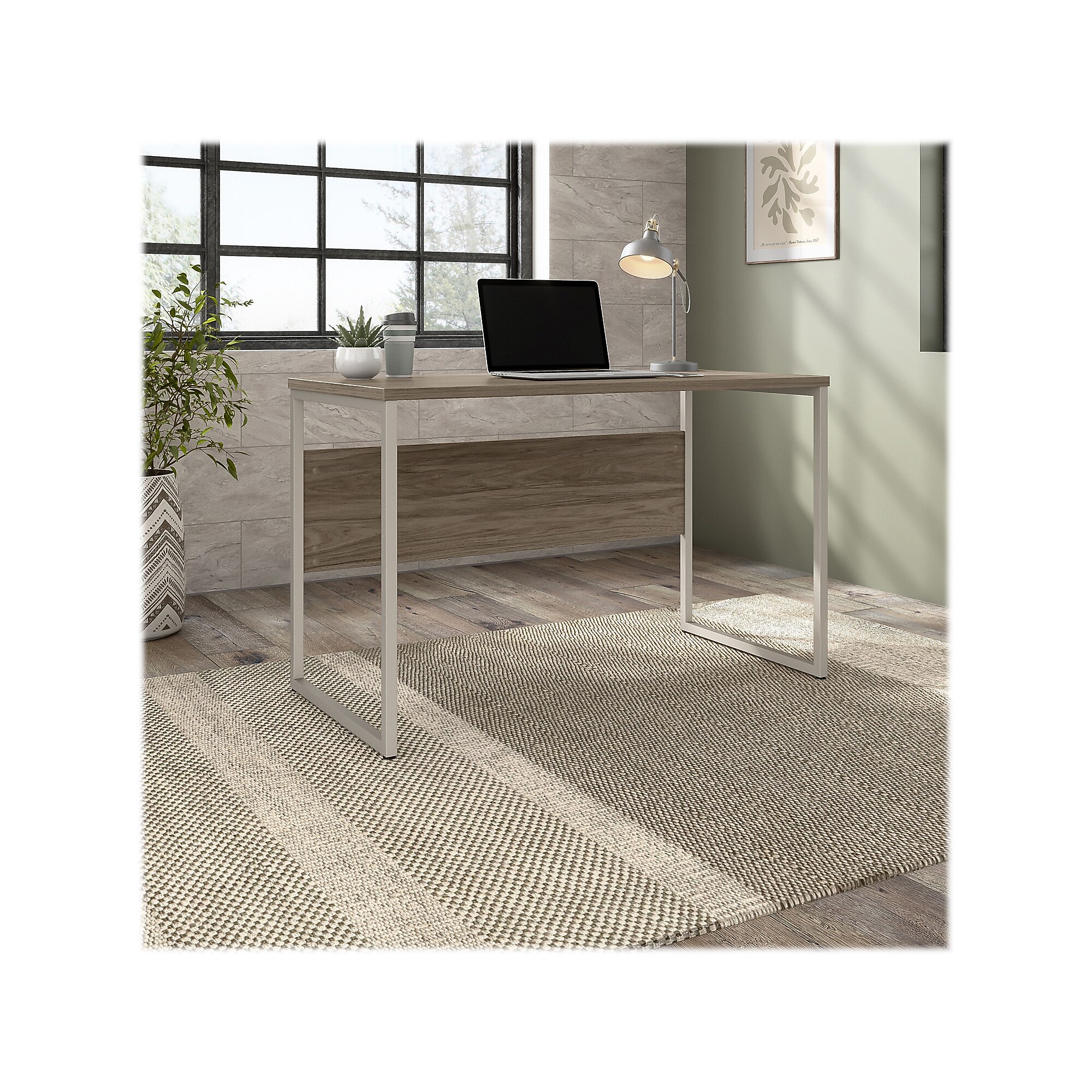 Bush Business Furniture Hybrid 48″W Computer Table Desk with Metal Legs, Modern Hickory (HYD148MH) Sansujyuku sansujyuku.com