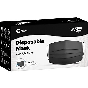 WeCare 3-ply Disposable Face Mask, Adult, Midnight Black, 50/Box (WMN100119)