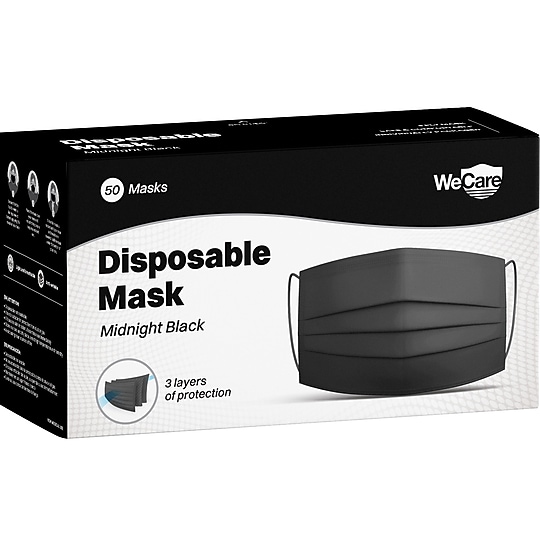 WeCare 3-ply Disposable Face Mask, Adult, Midnight Black, 50/Box (WMN100119)~#|#~sp147608692_sc7