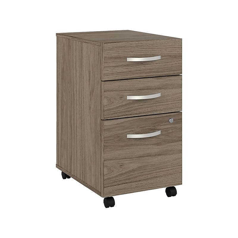 Bush Business Furniture Hybrid 3-Drawer Mobile Vertical File Cabinet, Letter/Legal Size, Lockable, Modern Hickory (HYF216MHSU-Z) image 1