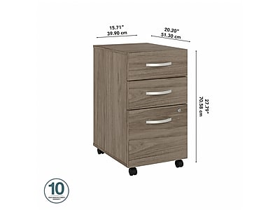 Bush Business Furniture Hybrid 3-Drawer Mobile Vertical File Cabinet - Thumbnail 3