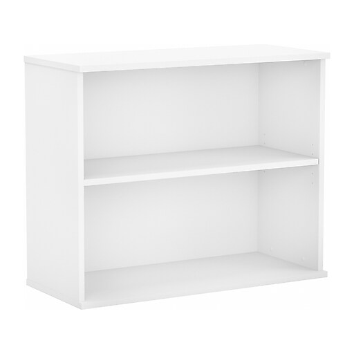 Bush Business Furniture Hybrid 2 Shelf, White 2 Shelf Bookcase
