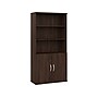 Bush Business Furniture Hybrid 73"H 5-Shelf Bookcase with Doors, Black Walnut Laminated Wood (HYB024BW)~#|#~sp147696163_sc7