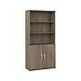Bush Business Furniture Hybrid 73"H 5-Shelf Bookcase with Doors, Modern Hickory Laminated Wood (HYB024MH)~#|#~sp147696180_sc7