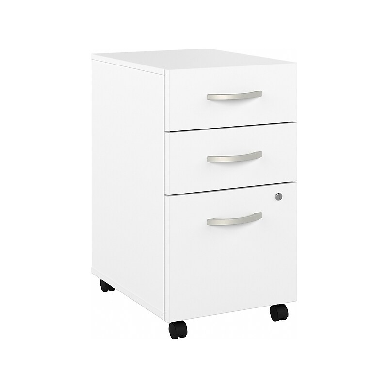 Bush Business Furniture Hybrid 3-Drawer Mobile Vertical File Cabinet, Letter/Legal Size, Lockable, White (HYF216WHSU-Z) image 1