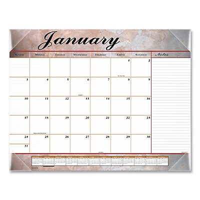 At-A-Glance Marbled Desk Pad 22 x 17 Marble Burgundy 2019 89702 