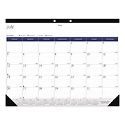 Blueline® Academic Desk Pad Calendar, 22 x 17, White/Blue/Gray, 2021-2022