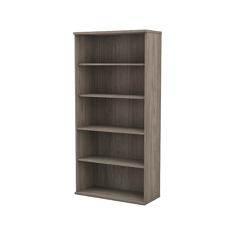Bush Business Furniture Hybrid 73"H 5-Shelf Bookcase with Adjustable Shelves, Modern Hickory Laminated Wood (HYB136MH-Z) image 1