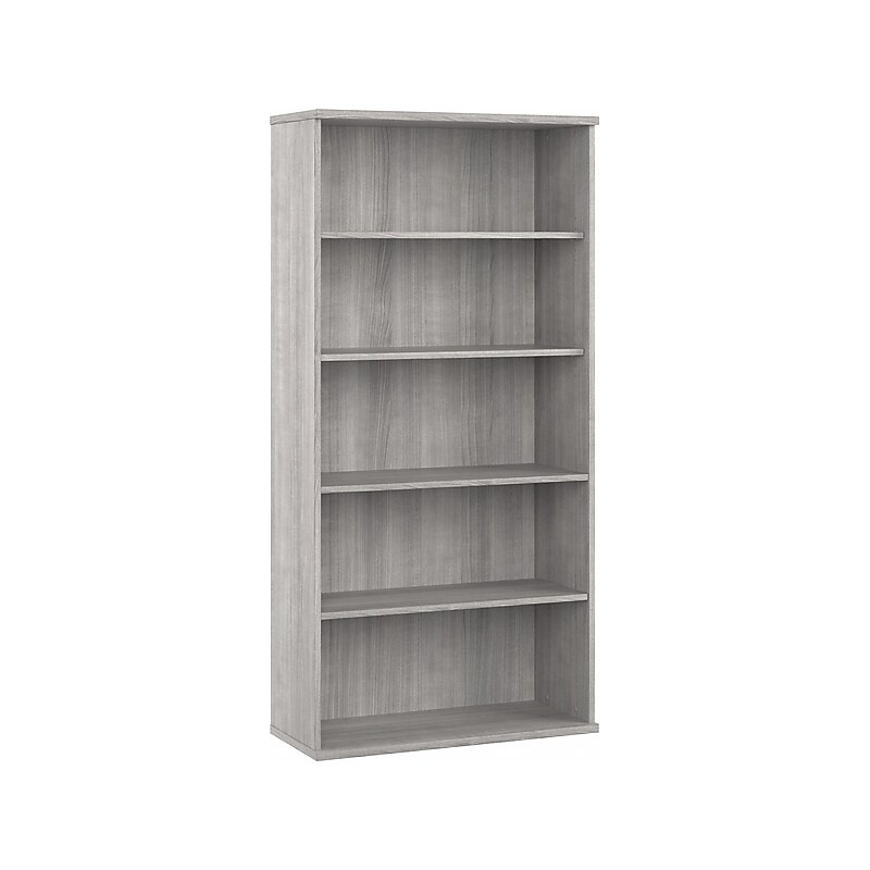 Bush Business Furniture Hybrid 73"H 5-Shelf Bookcase with Adjustable Shelves, Platinum Gray Laminated Wood (HYB136PG-Z) image 1
