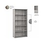 Bush Business Furniture Hybrid 73"H 5-Shelf Bookcase with Doors, Platinum Gray Laminated Wood (HYB024PG)~#|#~sp147788052_sc7