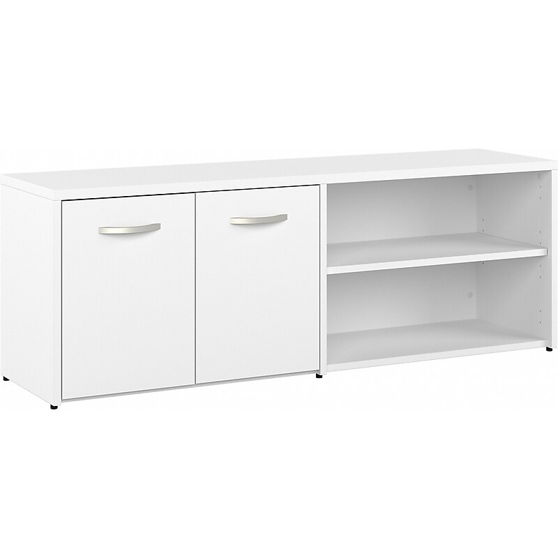Bush Business Furniture Hybrid 21" Low Storage Cabinet with Doors and 6 Shelves, White (HYS160WH-Z) image 1