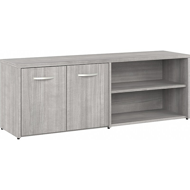 Bush Business Furniture Hybrid 21" Low Storage Cabinet with Doors and 6 Shelves, Platinum Gray (HYS160PG-Z) image 1