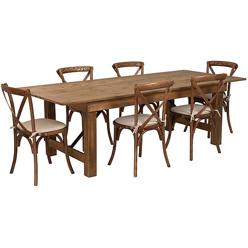 Flash Furniture 8 X40 Farm Table 6 Chair Set Pine Wood Xafarm11