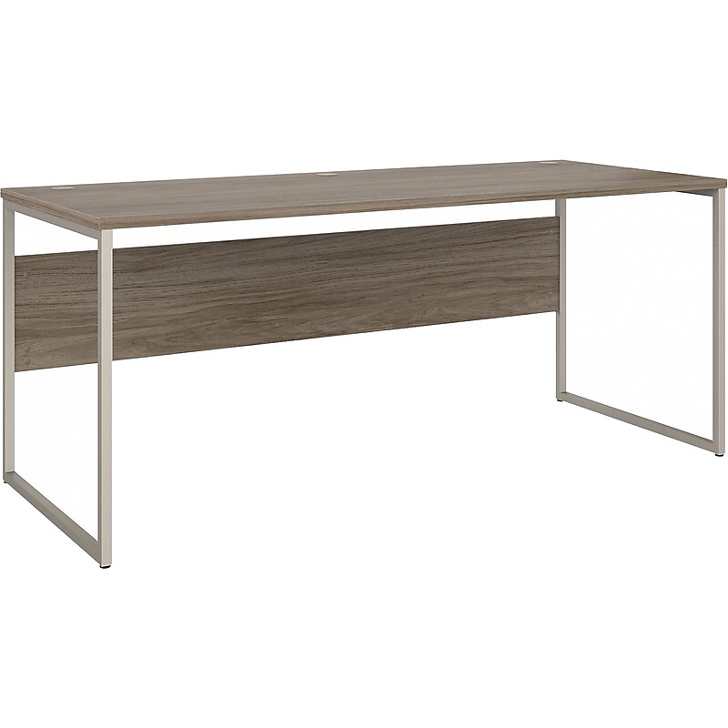 Bush Business Furniture Hybrid 72"W Computer Table Desk with Metal Legs, Modern Hickory (HYD373MH) image 1