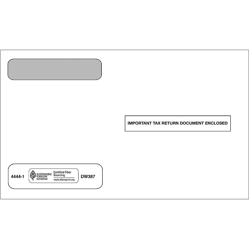 ComplyRight Moistenable Glue Security Tinted Double-Window Tax Envelopes, 5 5/8" x 9", 50/Pack (4444150) image 1