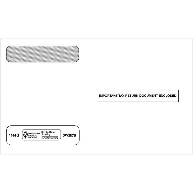ComplyRight Self Seal Security Tinted Double-Window Tax Envelopes, 5 5/8" x 9", 50/Pack (444250) image 1