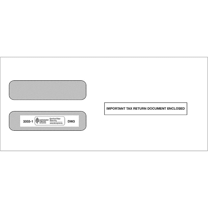 ComplyRight Self Seal Security Tinted Double-Window Tax Envelopes, White, 50/Pack (3333250) image 1