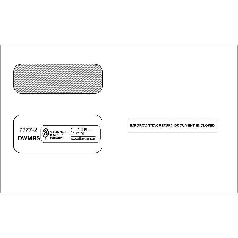 ComplyRight Self Seal Security Tinted Double-Window Tax Envelopes, White, 25/Pack (7777225) image 1