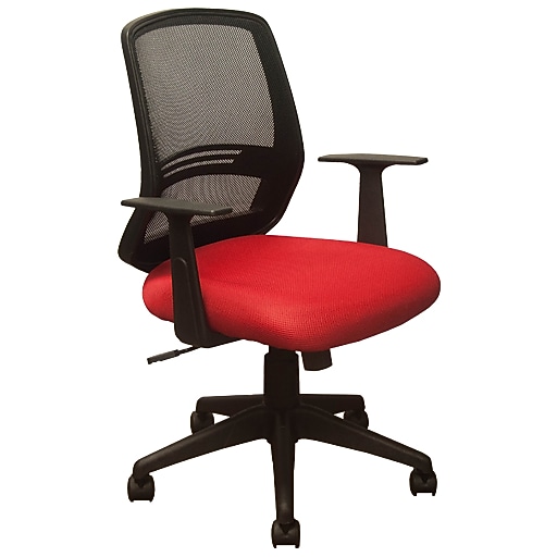 Advantage Black Mesh Office Chairs Contoured Red Padded Seat (KB2012