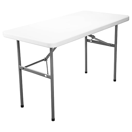 Advantage 4 ft. Rectangular White Plastic Folding Table (ADV2448WHITE