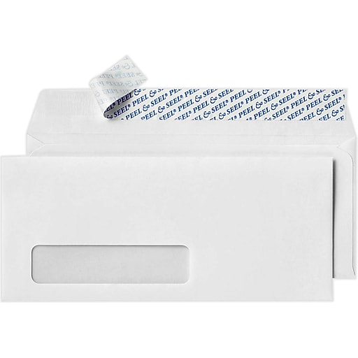 LUX Peel & Seel® Self Seal 10 Window Envelope, 4 1/2" x 9 1/2", White