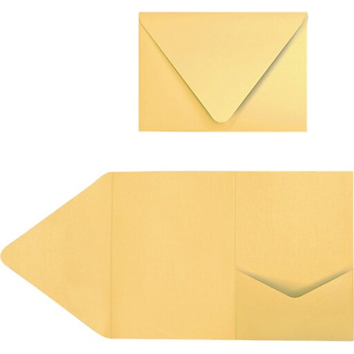 LUX A7 Pocket Invitations (5 x 7) 50/Pack, Gold Metallic