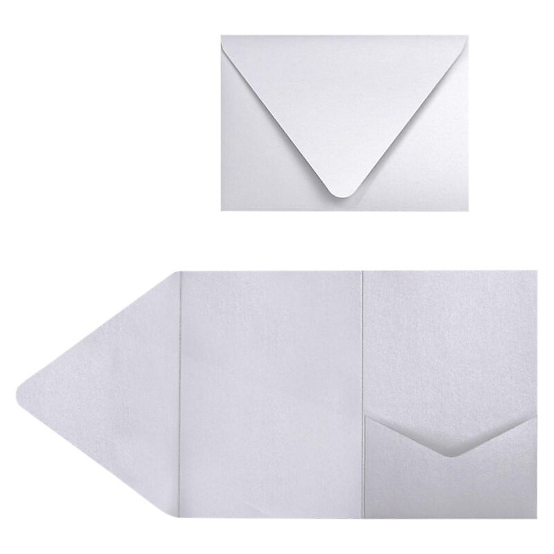 LUX A7 Pocket Invitations (5 x 7) 10/Pack, Silver Metallic (EX10LEBASMPF10) image 1