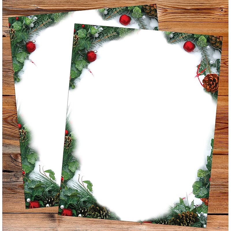 Great Papers Pine and Pearl Christmas Letterhead, Multicolor, 50/Pack (2021112) image 1