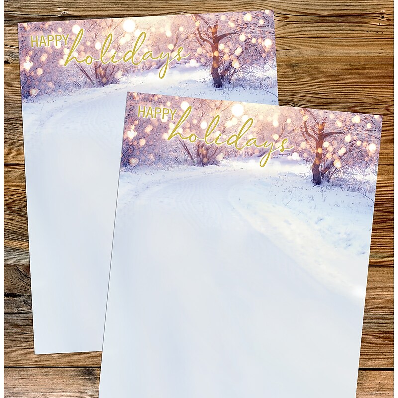 Great Papers Holiday Snowy Pathway Christmas Letterhead, Multicolor, 50/Pack (2021117) image 1