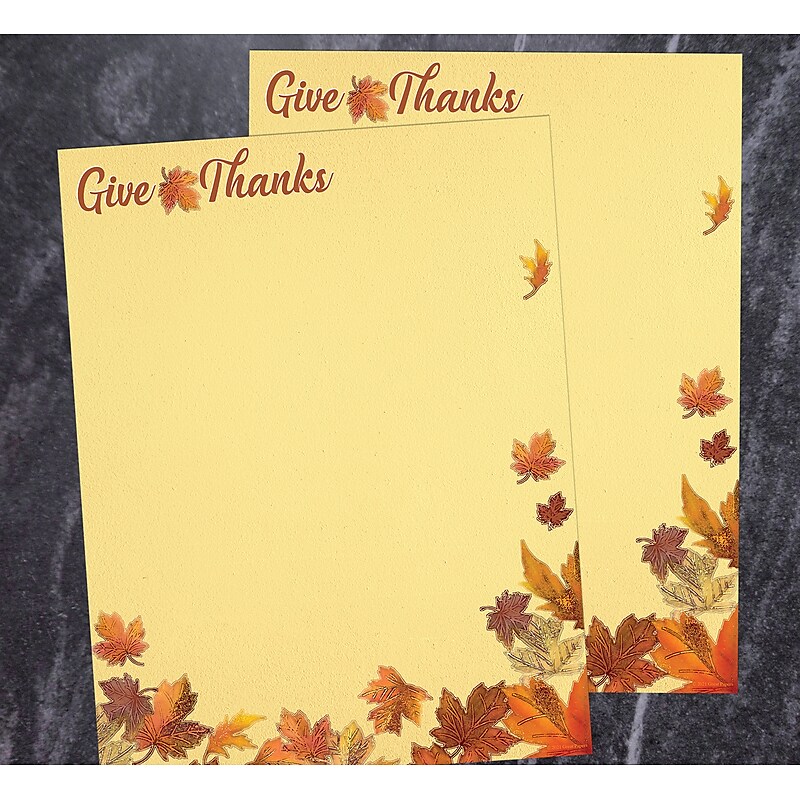 Great Papers Fall Give Thanks Thanksgiving Letterhead, Yellow/Orange/Brown, 50/Pack (2021120) image 1