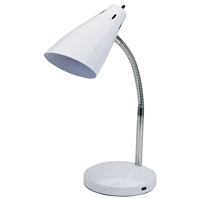 V-Light LED Gooseneck Desk Lamp, 15", White/Chrome (SVCA150002W) image 1