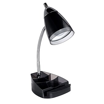V-Light LED Desk Lamp with Clock, 16", Brushed Chrome/Black (SVLU2FBR)