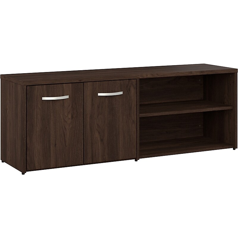 Bush Business Furniture Hybrid 21" Low Storage Cabinet with Doors and Shelves, Black Walnut (HYS160BW-Z) image 1