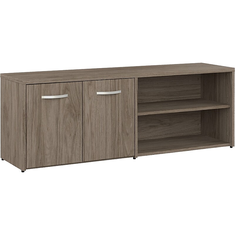 Bush Business Furniture Hybrid 21" Low Storage Cabinet with Doors and Shelves, Modern Hickory (HYS160MH-Z) image 1