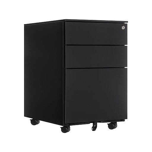 Gry Mattr 3Drawer Mobile Vertical File Letter/Legal Size, Lockable, 23.62"H x 15.35"W