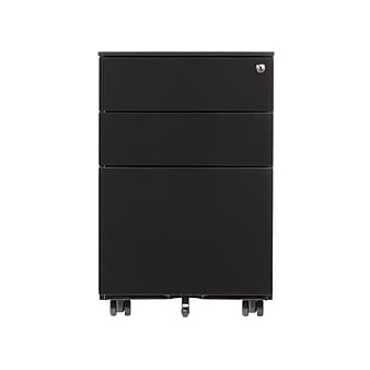 Gry Mattr 3-Drawer Vertical File Cabinet, Mobile, Letter/Legal, Black, 21" (GMCC-00849)
